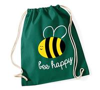 Hippowarehouse Bee Happy Drawstring Cotton School Gym Bag 37cm x 46cm, 12 litres