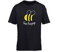 Hippowarehouse Bee Happy Kids Children's Short Sleeve t-Shirt Black