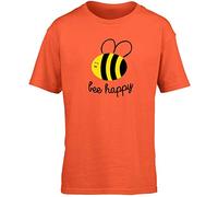Hippowarehouse Bee Happy Kids Children's Short Sleeve t-Shirt Orange