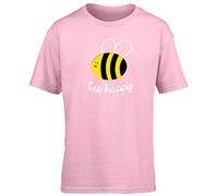 Hippowarehouse Bee Happy Kids Children's Short Sleeve t-Shirt Pink