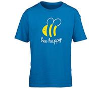 Hippowarehouse Bee Happy Kids Children's Short Sleeve t-Shirt Sapphire Blue