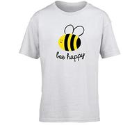 Hippowarehouse Bee Happy Kids Children's Short Sleeve t-Shirt White