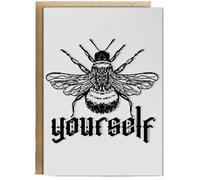 Hippowarehouse Bee yourself - tattoo Birthday Card A5 Personalised with envelope for him for her Funny Cards for Men and Women Blank inside option