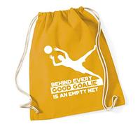 Hippowarehouse Behind Every Good Goalie Is An Empty Net Drawstring Cotton School Gym Bag 37cm x 46cm, 12 litres