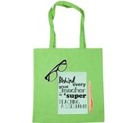Hippowarehouse Behind Every Great Teacher Is A Super Teaching Assistant Tote Shopping Gym Beach Bag 42cm x38cm, 10 litres
