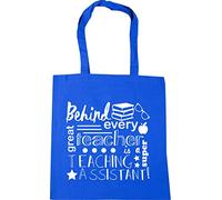 Hippowarehouse Behind Every Great Teacher Is A Super Teaching Assistant Tote Shopping Gym Beach Bag 42cm x38cm, 10 litres