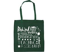 Hippowarehouse Behind Every Great Teacher Is A Super Teaching Assistant Tote Shopping Gym Beach Bag 42cm x38cm, 10 litres