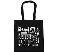 Hippowarehouse Behind Every Great Teacher Is A Super Teaching Assistant Tote Shopping Gym Beach Bag 42cm x38cm, 10 litres