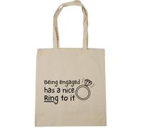 Hippowarehouse Being engaged has a nice ring to it Tote Shopping Gym Beach Bag 42cm x38cm, 10 litres