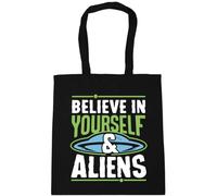 Hippowarehouse believe in yourself and aliens Tote Shopping Gym Beach Bag 42cm x38cm,10 litres
