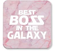 Hippowarehouse Best Boss in the Galaxy printed coaster gloss finish durable backing 9cm x 9cm 2 pack