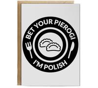 Hippowarehouse Bet your pierogi I'm polish Personalised Card A6 with envelope for him for her Funny Cards for Men and Women Blank inside option