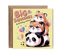 Hippowarehouse Big Squishes & Birthday Wishes! Personalised Card. 15cm x 15cm with envelope for him for her Funny Cards for Men and Women Blank inside option