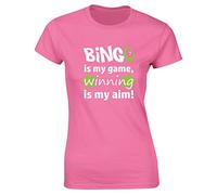 Hippowarehouse Bingo is My Game, Winning is My Aim Womens Fitted Short Sleeve t-Shirt (Specific Size Guide in Description) Pink