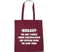 Hippowarehouse Biology - The Only Science Where Multiplication And Division Mean The Same Thing Tote Shopping Gym Beach Bag 42cm x38cm, 10 litres