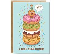Hippowarehouse Birthday a donut hole year older Personalised Card A6 with envelope for him for her Funny Cards for Men and Women Blank inside option