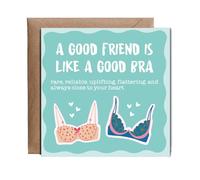 Hippowarehouse Birthday Card A Friend is Like a Good Bra Personalised Card. 15cm x 15cm with envelope for him for her Funny Cards for Men and Women Blank inside option