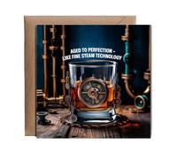 Hippowarehouse Birthday Card Steampunk Aged to Perfection Like Fine Steam Technology Personalised Card. 15cm x 15cm with envelope for him for her Funny Cards for Men and Women Blank inside option
