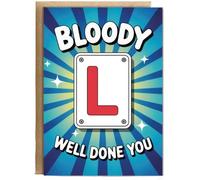 Hippowarehouse Bloody L well done you Personalised Card A6 with envelope for him for her Funny Cards for Men and Women Blank inside option