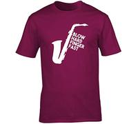 Hippowarehouse Blow Hard Finger Fast (Saxophone) Unisex Short Sleeve t-Shirt (Specific Size Guide in Description)