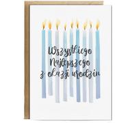 Hippowarehouse blue candles happy birthday Wszystkiego Najlepszego z okazji urodzin polish Personalised Card A6 with envelope for him for her Funny Cards for Men and Women Blank inside option