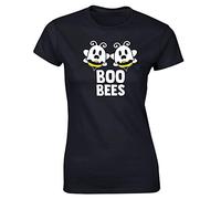 Hippowarehouse Boo Bees Womens Fitted Short Sleeve t-Shirt (Specific Size Guide in Description) Black