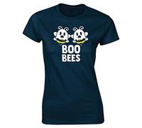 Hippowarehouse Boo Bees Womens Fitted Short Sleeve t-Shirt (Specific Size Guide in Description) Navy Blue