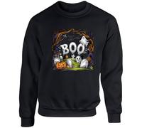 Hippowarehouse Boo Halloween unisex jumper sweatshirt pullover Large adult Black