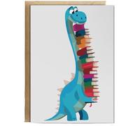 Hippowarehouse Book Dinosaur Birthday Card A5 Personalised with envelope for him for her Funny Cards for Men and Women Blank inside option