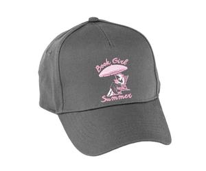 Hippowarehouse Book Girl Summer for Book Lovers Reading on The Beach Premium Printed 5 Panel Baseball Cap hat OneSize Adults Grey