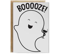 Hippowarehouse Boooze ghost Birthday Card A5 Personalised with envelope for him for her Funny Cards for Men and Women Blank inside option