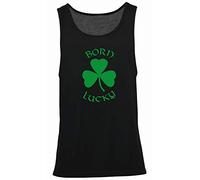 Hippowarehouse Born Lucky Vest Scoop Sleeve Unisex Tank top Black