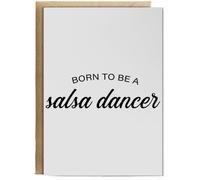 Hippowarehouse Born to be a salsa dancer Birthday Card A5 Personalised with envelope for him for her Funny Cards for Men and Women Blank inside option