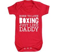 Hippowarehouse Born to love boxing just like daddy baby vest bodysuit (short sleeve) boys girls