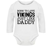 Hippowarehouse Born to Love Vikings just Like Daddy Baby Vest Bodysuit (Long Sleeve) Boys Girls