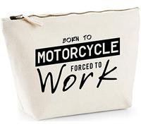 Hippowarehouse Born to Motorcycle Forced to Work Motorbike printed make up cosmetic wash bag 18x19x9cm