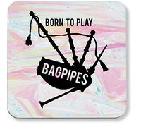 Hippowarehouse Born to Play Bagpipes pack of 2 coasters gloss finish durable backing 9cm x 9cm