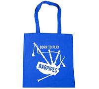 Hippowarehouse Born to Play Bagpipes Tote Shopping Gym Beach Bag 42cm x38cm, 10 litres