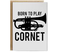 Hippowarehouse Born to Play Cornet Birthday Card A5 Personalised with envelope for him for her Funny Cards for Men and Women Blank inside option