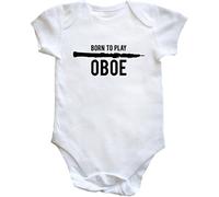 Hippowarehouse Born to Play Oboe Baby Vest Bodysuit (Short Sleeve) Boys Girls White