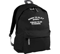 HippoWarehouse Born to Play Rugby Forced to go to School Backpack ruck Sack Dimensions: 31 x 42 x 21 cm Capacity: 18 litres