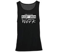 Hippowarehouse Born to Play Rugby Union Forced to Work Vest Scoop Sleeve Unisex Tank top Black
