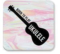 Hippowarehouse Born to Play Ukulele pack of 2 coasters gloss finish durable backing 9cm x 9cm