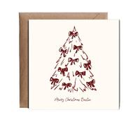 Hippowarehouse Bow tree merry Christmas bestie Personalised Card. 15cm x 15cm with envelope for him for her Funny Cards for Men and Women Blank inside option
