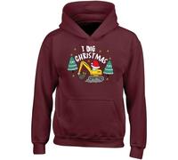 Hippowarehouse Boys Christmas Digger Design I Dig Christmas kids children's unisex Hoodie hooded top kids children's unisex Hoodie hooded top 9-11 years Maroon
