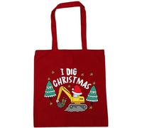 Hippowarehouse Boys Christmas Digger Design I Dig Christmas Tote Shopping Gym Beach Bag 42cm x38cm, 10 litres