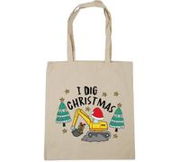 Hippowarehouse Boys Christmas Digger Design I Dig Christmas Tote Shopping Gym Beach Bag 42cm x38cm, 10 litres