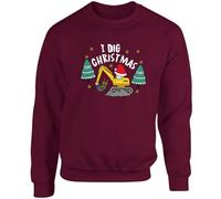 Hippowarehouse Boys Christmas Digger Design I Dig Christmas unisex jumper sweatshirt pullover XL adult Maroon