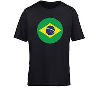 Hippowarehouse Brazil Flag Kids Children's Short Sleeve t-Shirt Black