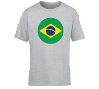 Hippowarehouse Brazil Flag Kids Children's Short Sleeve t-Shirt Grey